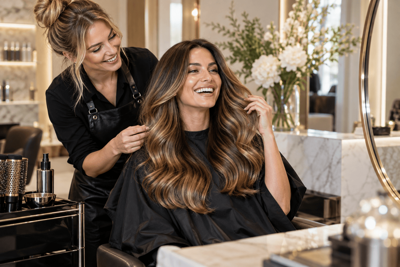 Editorial zu Haarfarbe und Beauty-Tools
