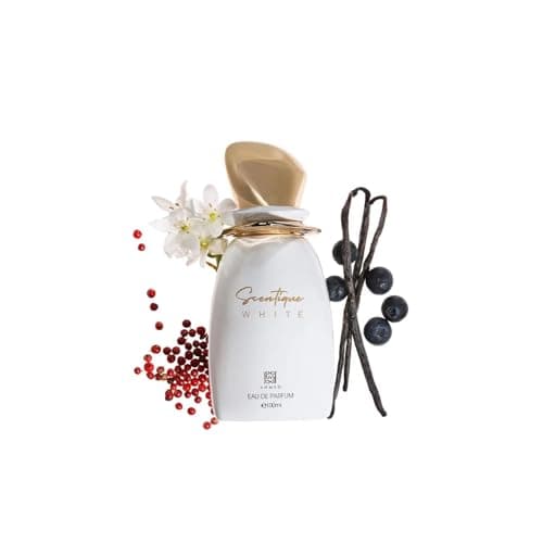 Ahmed Al Maghribi Scentique White Eau de Parfum 100 ml – langanhaltender, blumiger, holziger Nischenduft für Damen, Premium-Jasmin- und Vanilleduft mit schwarzer Johannisbeere, authentisches