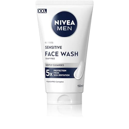 NIVEA MEN XXL Sensitive Face Wash, sanftes Reinigungsgel für empfindliche Männerhaut, beruhigende Gesichtsreinigung zur Linderung von Hautirritationen (150 ml)