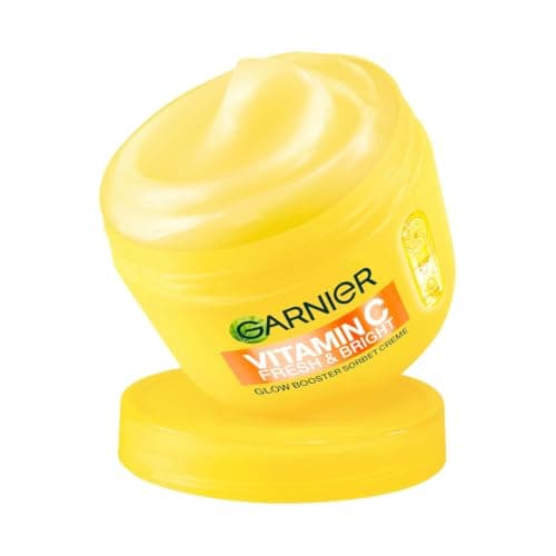 Garnier Vitamin C Fresh & Bright Glow Booster Sorbet Creme – Gesichtspflege mit 4% Niacinamid & Vitamin C für strahlenden Glow – Feuchtigkeitscreme gegen dunkle Flecken & Pigmentflecken – 85ml