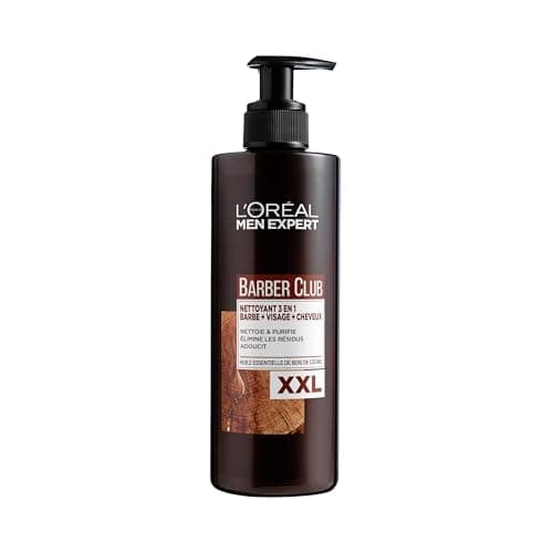 L'Oréal Men Expert XXL 3-in-1 Bartshampoo für Männer, Für Bart, Gesicht und Haar, Beruhigende Bartpflege für Herren gegen Schuppen & Juckreiz mit Zedernholzöl, Barber Club, 1 x 400 ml