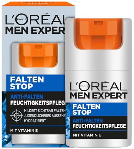 L'Oréal Men Expert Gesichtspflege gegen Falten für Männer, Anti-Aging Feuchtigkeitscreme gegen Hautalterung und Augenringe, Gesichtscreme für Herren mit Vitamin E, Falten Stop, 1 x 50 ml