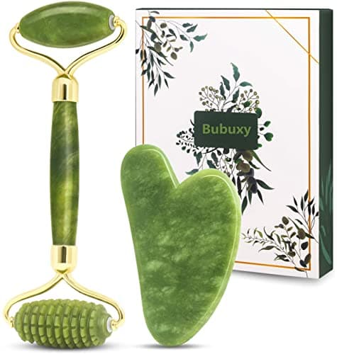 Gua Sha Jade Roller Massage Set, natürlich grün