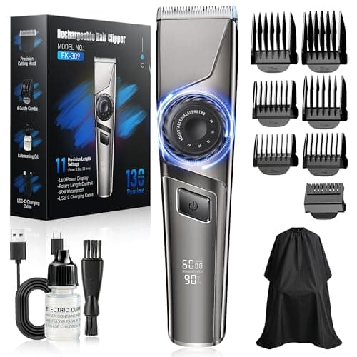 Haarschneidemaschine Profi, Haarschneider USB C-Ladung Trimmer Herren LED Anzeige, IPX6 Wasserdichte Präzisionstrimmer,<65 dB,Profi Barber Set für Herren zu Hause & Friseurladen USB C Kit,Gunmetallic